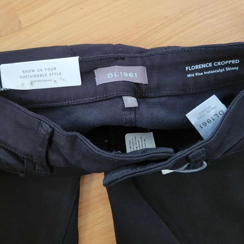 NWT DL1961 Florence Cropped Jeans 27 Mid Rise Skinny Black